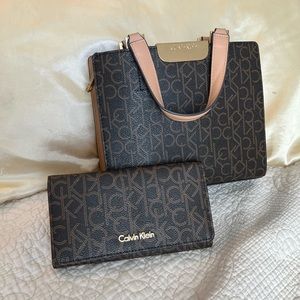 Calvin Klein Purse and Wallet Set Brown